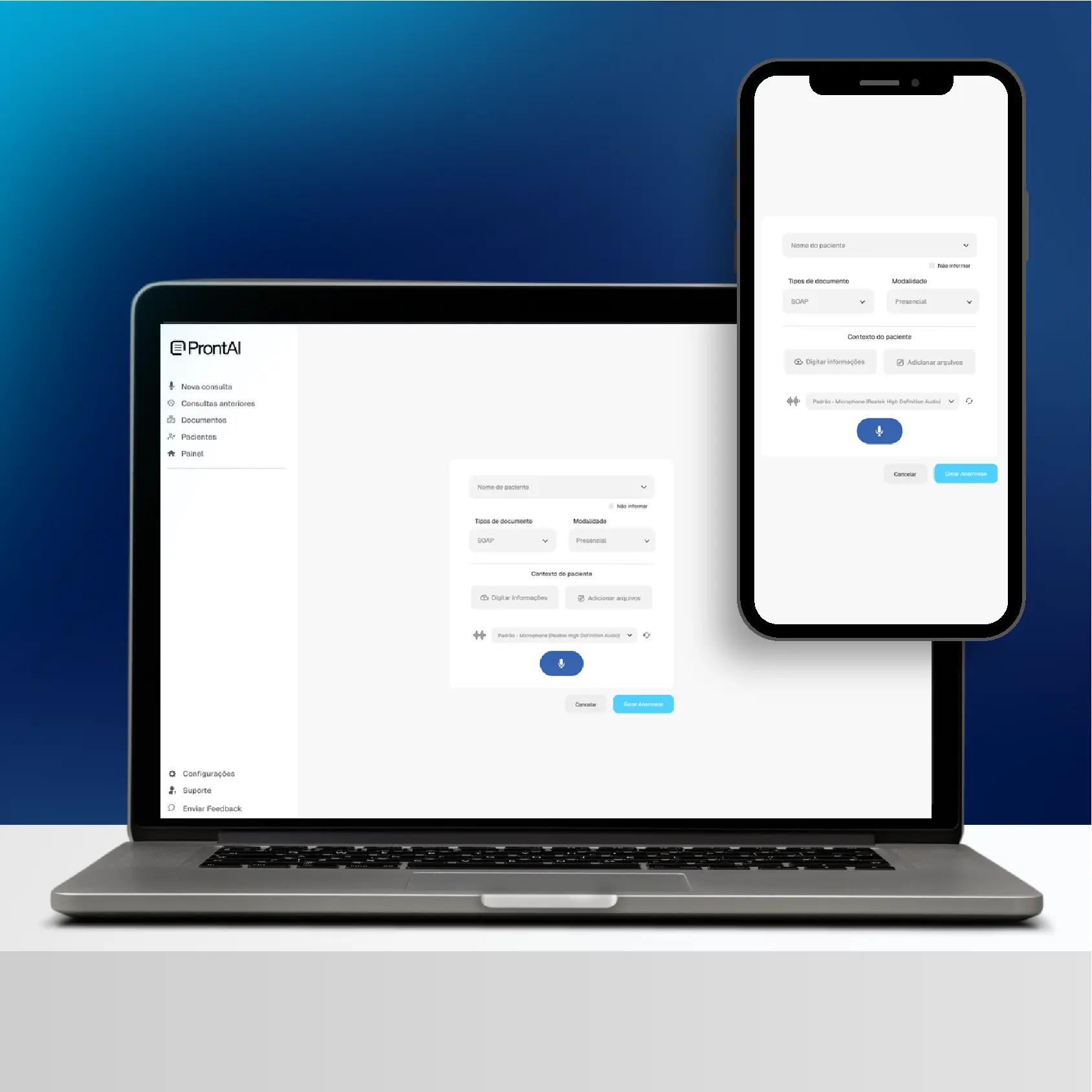 Tablet médico com documentação